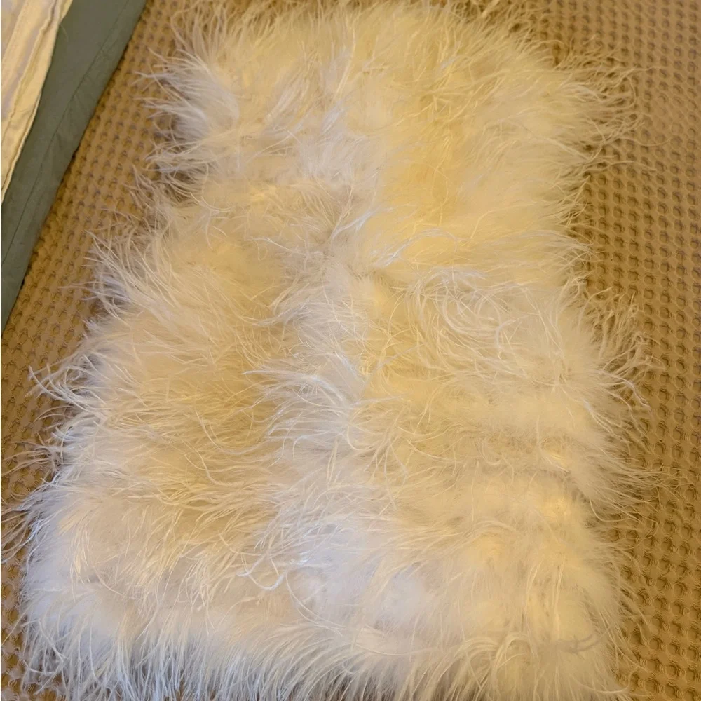 Lamarque Feathered Mini Dress in White - Picture 2 of 3